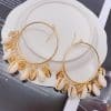 Boho Style Natural Shell Earrings Circle Tassel Pendant Earrings