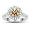 1 Karat Round Bag Color Moissanite Women's Ring