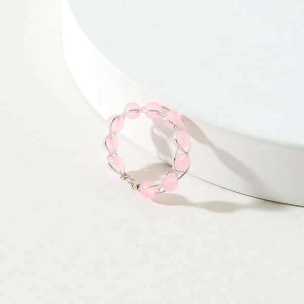 Jewelry Copper Wire Wrapped Stone Bead Ring