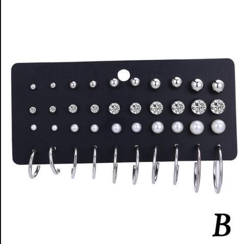 Women's Jewelry Pearl Butterfly Chain Big Ear Stud Set 9-piece Set