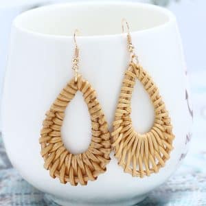 Woven Simple Personality Rattan Drop Earrings