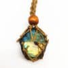 Natural Elongated Stone Original Stone Net Necklace Pendant