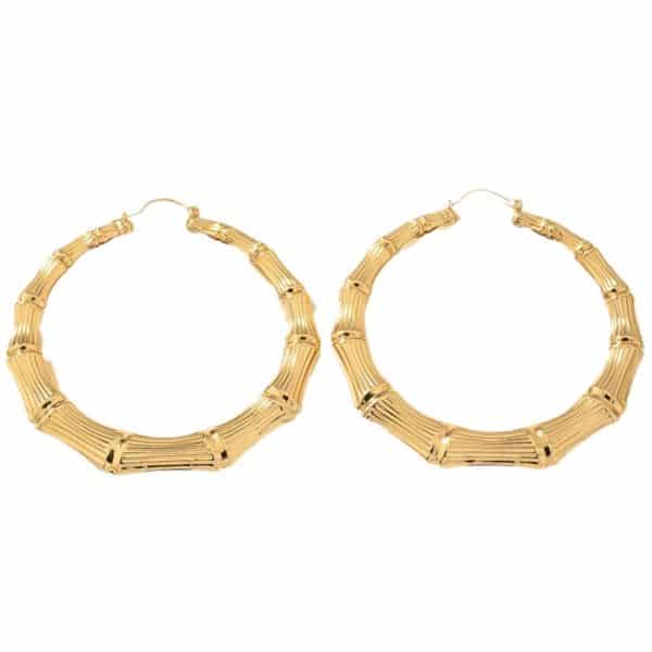 European And American Oversized Bamboo Earrings Exaggerated Golden Big Circle