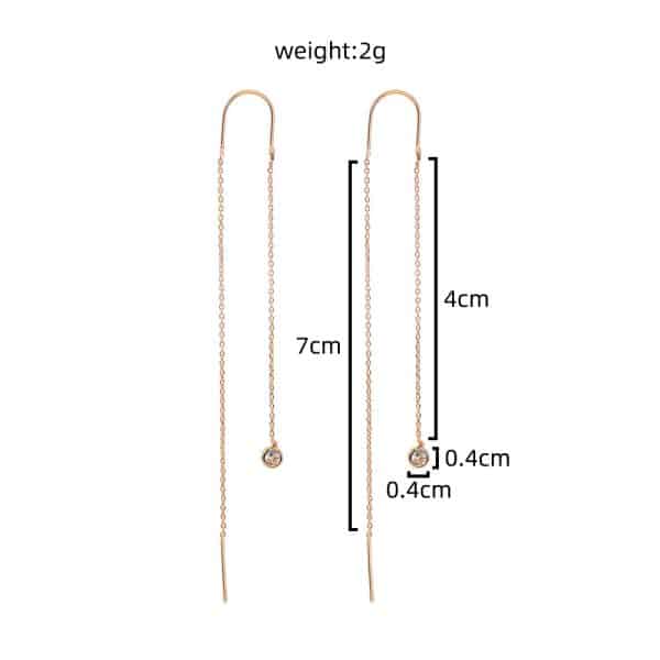 Gold Long Fringed Star Copper Circle Micro-set Zircon Earrings