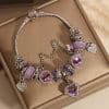 Special Interest Light Luxury Purple Glass Bead Love Pendant Bracelet