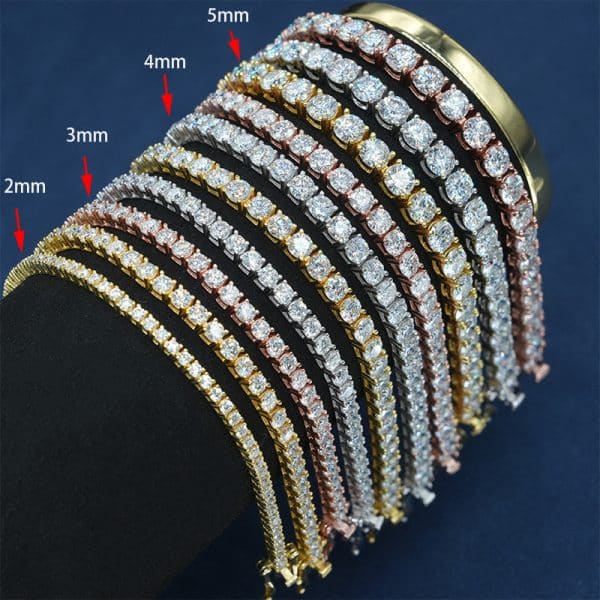 2 Mm925 Silver Inlay Women's Hip Hop Single Row Men's And Women's Tennis Chain