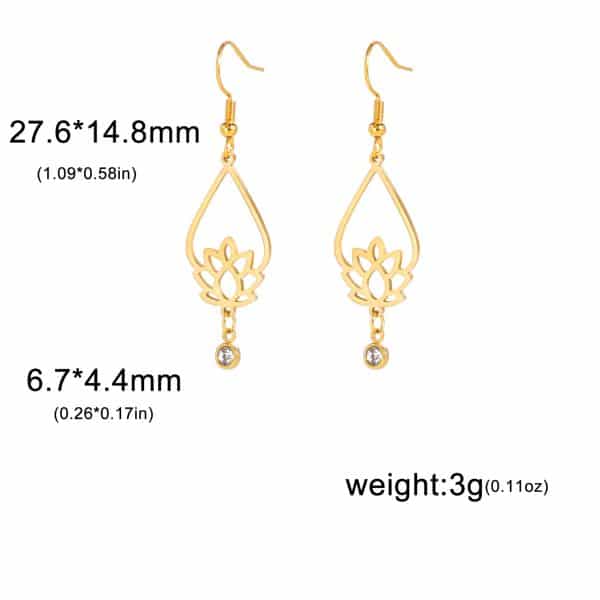 Vintage Water Drop Lotus Women's Earrings