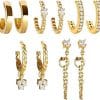 5 Pairs Gold And Silver Ring Earrings Set