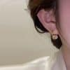 Women's Niche Design Rhinestone Shell Circle Earrings