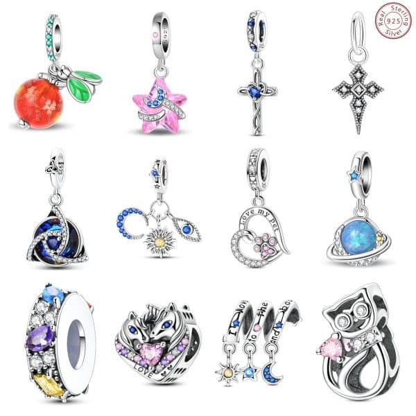 925 Sterling Silver Charm Vintage Cross Celtic Knot Crystal XINGX Bead Pendant