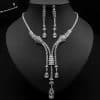 Water Drop Zircon Necklace Jewelry Set Flower Earrings Two-Piece Set