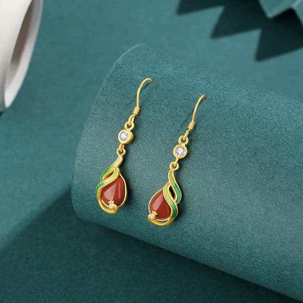 Women's Stylish Water Drop Embellished Zircon Earrings