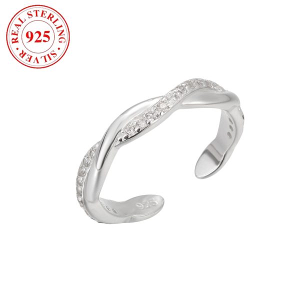 Fashion And Fully-jewelled Wave Cross Women's Open Toe Ring