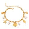 Women's Stainless Steel 18K Dold Pearl Shell Pendant Bracelet
