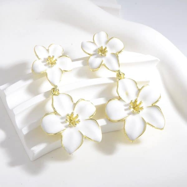 Drop Oil Camellia Earrings Hong Kong Style Retro