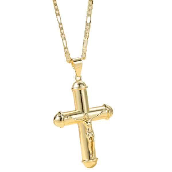 Cross Copper-plated Gold Men's And Women's Fashion Design 14k Long Necklace
