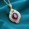 Geometric Design Heavy Industry Over Zircon-inlaid Pendant Necklace