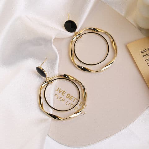 Women's Silver Needle Irregular Ring Circle Vintage Earrings