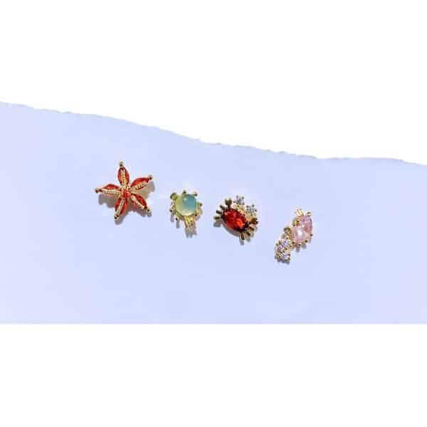 Zircon Earrings 4-piece Set Exquisite And Cute
