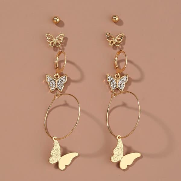 Diamond set earrings with fresh and exquisite butterfly combination