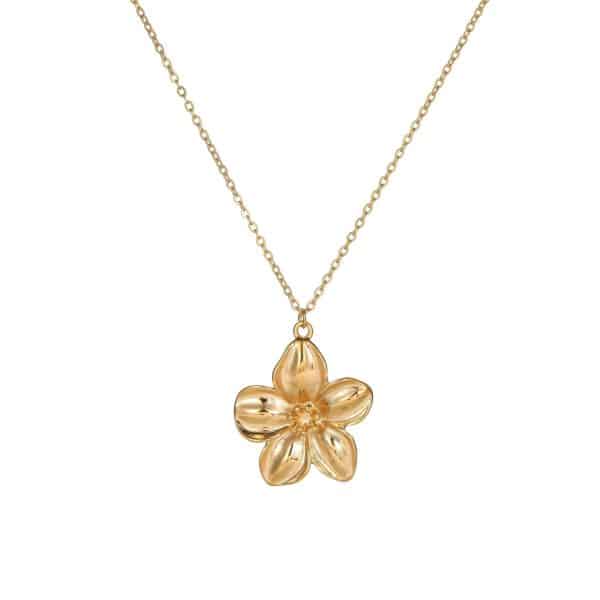 European And American Dignified Flowers Necklace Titanium Steel Earrings Open Ring