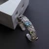 Vintage Distressed Cutout Carvings Flower Basket Topaz Bracelet