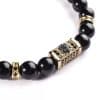Natural Stone 8mm Bright Black Stone Beaded Vintage Bracelet