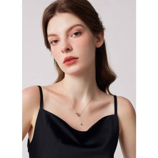 Women's Simple 999 Sterling Silver Double Ring Necklace