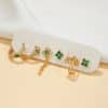 High-end Summer New Green Zircon Earrings Set