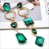 Asymmetric Long Drop-shaped Rhinestone Earrings