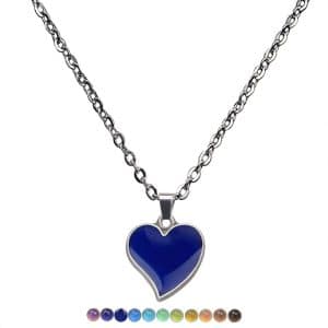 Korean Style Fashionable Warm Mood Color Changing Love Heart Necklace