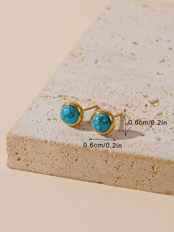Simple All-match Titanium Steel Turquoise Collarbone Necklace Set