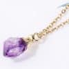 Amethyst Rough Stone Gold Plated Pendant Necklace Simple Style Ladies Jewelry Clavicle Chain