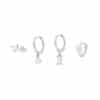 Geometric Horse Eye Flower Zircon Temperament Stacked Ear Accessories Set