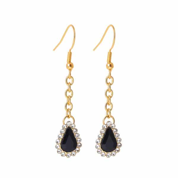 Gold Diamond Water Drop Stainless Steel Eardrop Women's