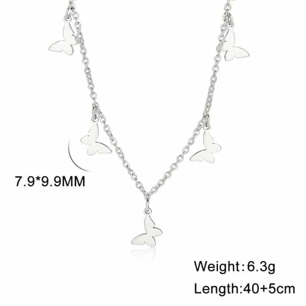 Cut Glossy Butterfly Pendant Clavicle Chain Stainless Steel Necklace