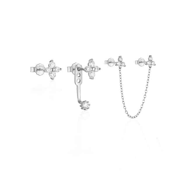 925 Sterling Silver Butterfly Star Devil's Eye Set With Diamond Earrings