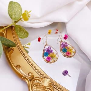 Drop-shaped Natural Dried Flower Earrings Ins