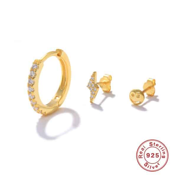 Women's Fashion Twin Sterling Silver Earrings Set