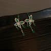 Emerald Drop Earrings S925 Silver Needle Pearl