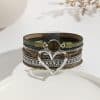 Leather Cord Bracelet Bohemian Multi-layer Rough Stone Love Jewelry For Girls