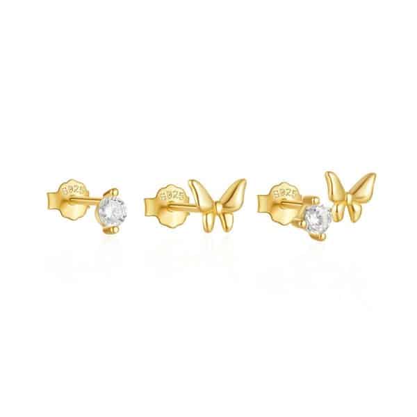 925 Sterling Silver Butterfly Star Devil's Eye Set With Diamond Earrings