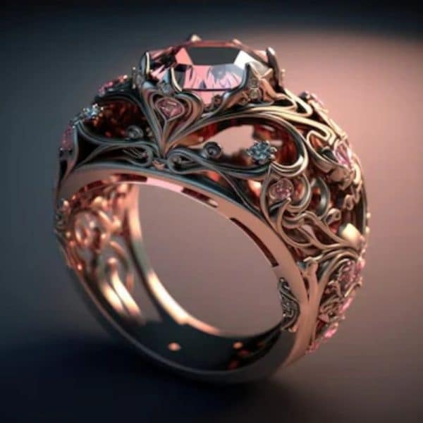 Distressed Round Edge Carved Pattern Creative Ring