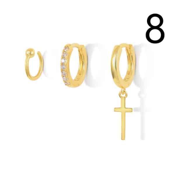 Women's Fashion Irregular Geometric Diamond Earrings Set