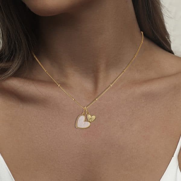 18K Real Gold Plating Letter In White Fritillary Advanced Cold Style Female Clavicle Chain