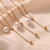 Female Date Titanium Steel Round Bead Tassel Pendant Necklace