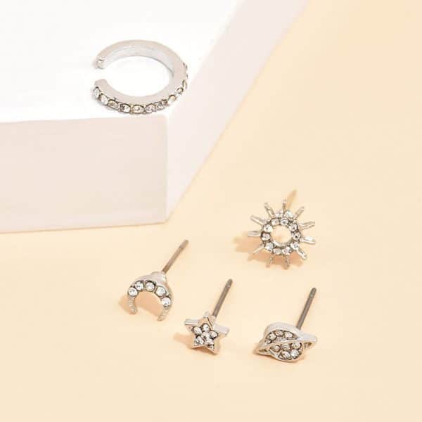 Alloy Five-pointed Star Moon Women's Earring Set