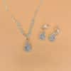 Brilliant Full Diamond Zircon Water Drop Necklace Eardrop Jewelry Set