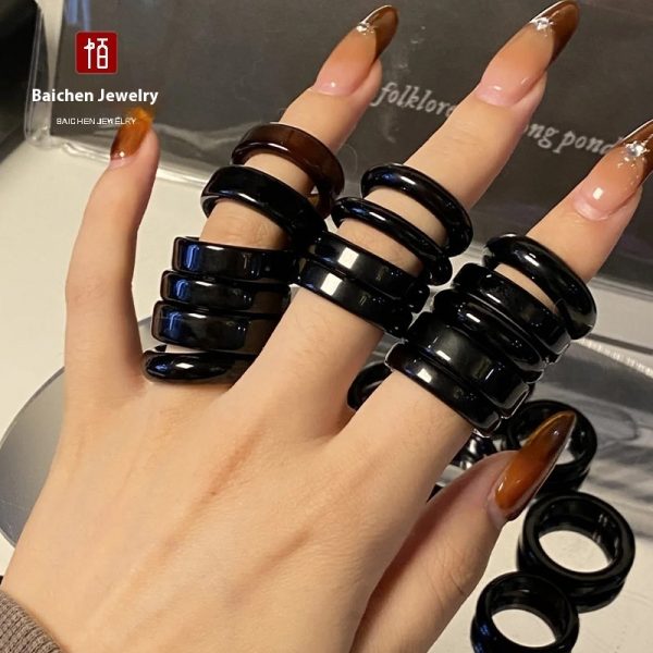 Agate Ring Natural Brazil Handheld Flexible Ring Jade