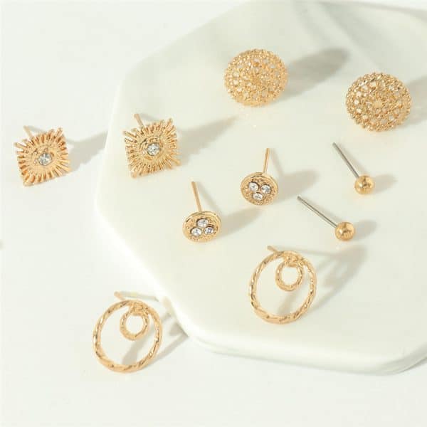 Fashion Personality Geometric Earrings 5 Pairs Set